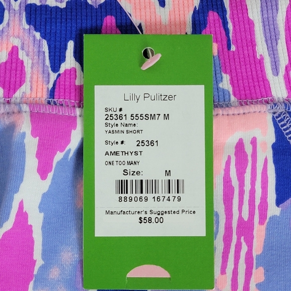 Lilly Pulitzer Amethyst One Too Many 4" Yasmin Knit Terry Shorts Sz M NEW - Picture 8 of 13